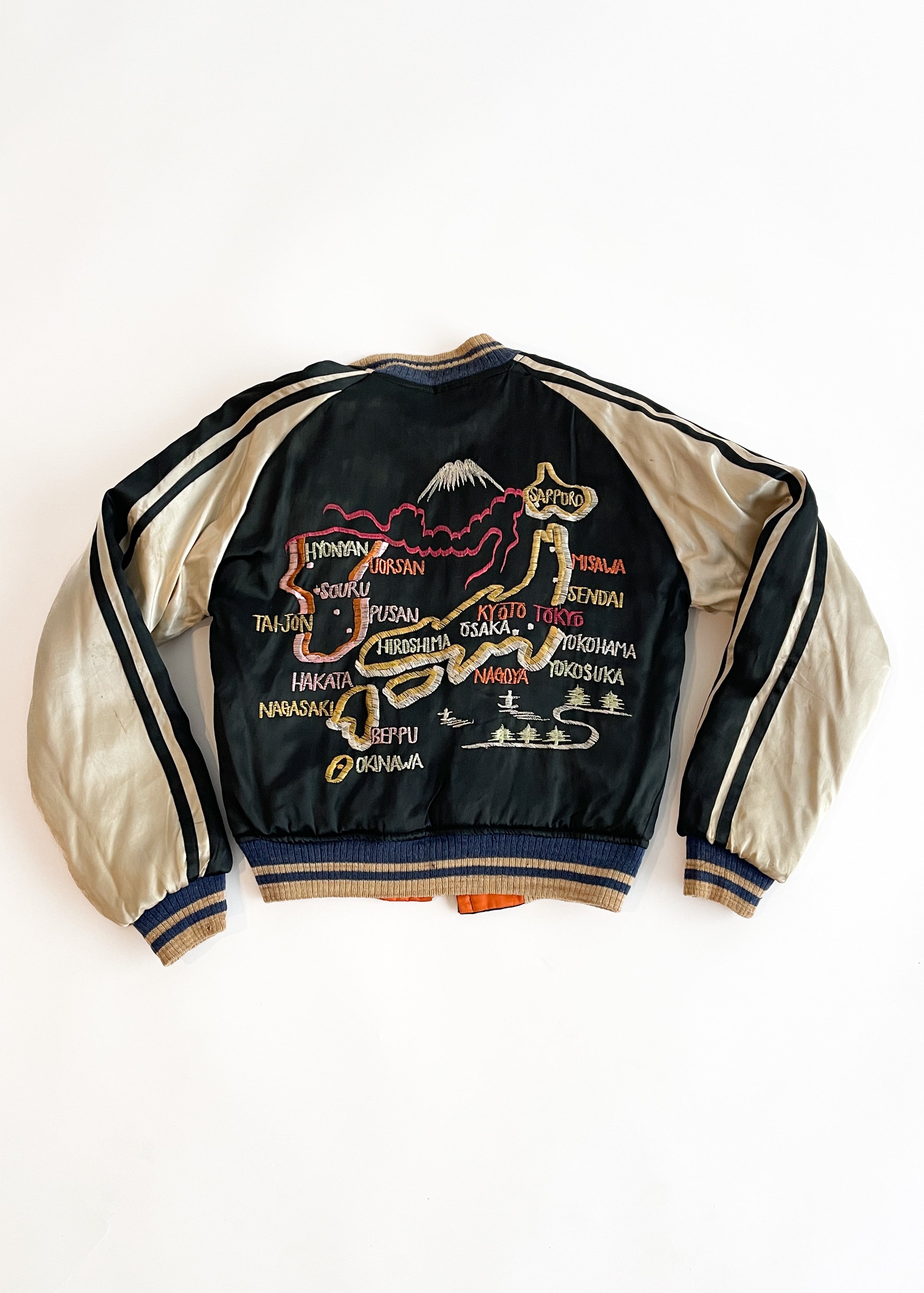 Vintage 1950s Sukajan Embroidered Satin Reversible Jacket – Trust