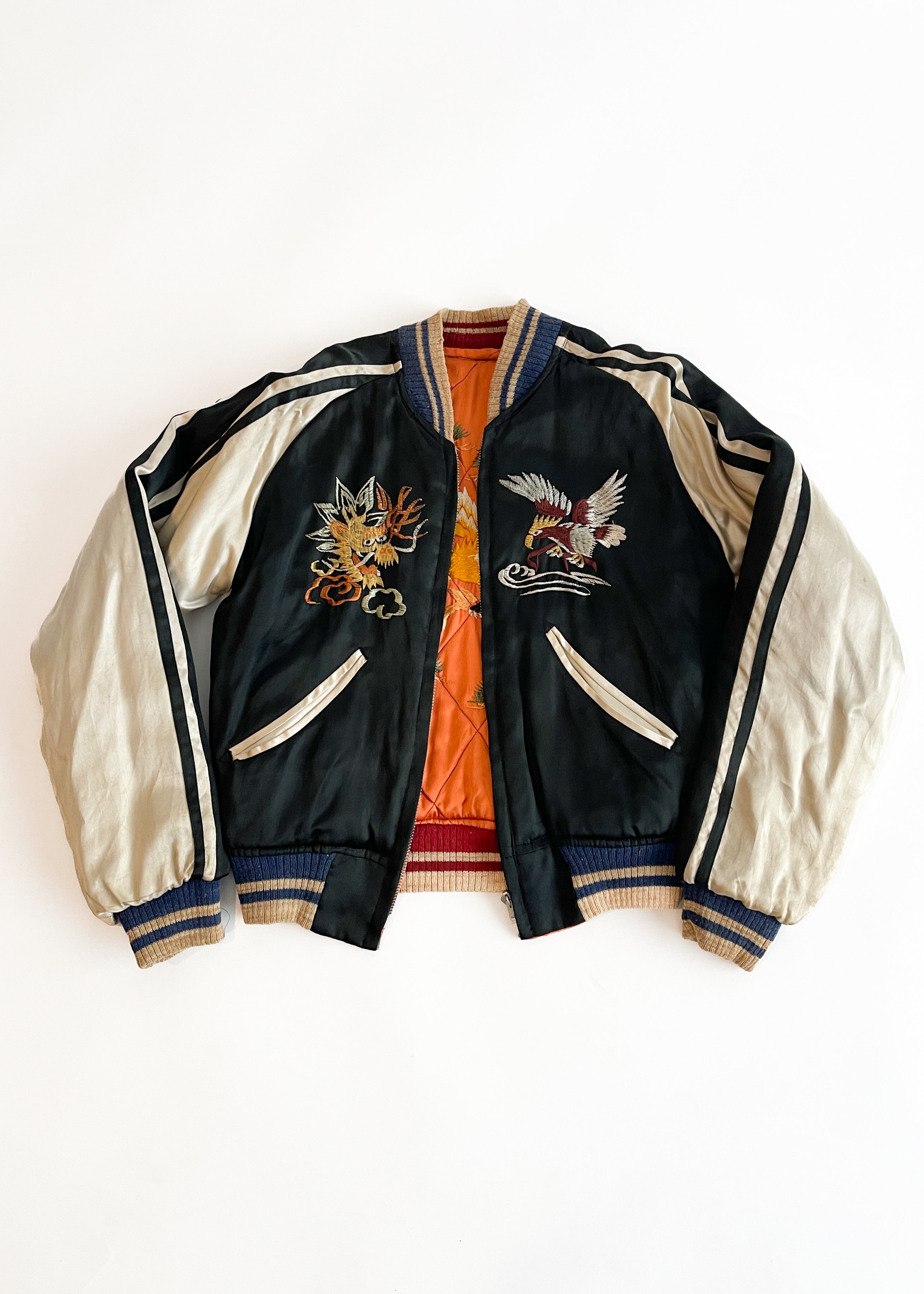 Vintage 1950s Sukajan Embroidered Satin Reversible Jacket – Trust