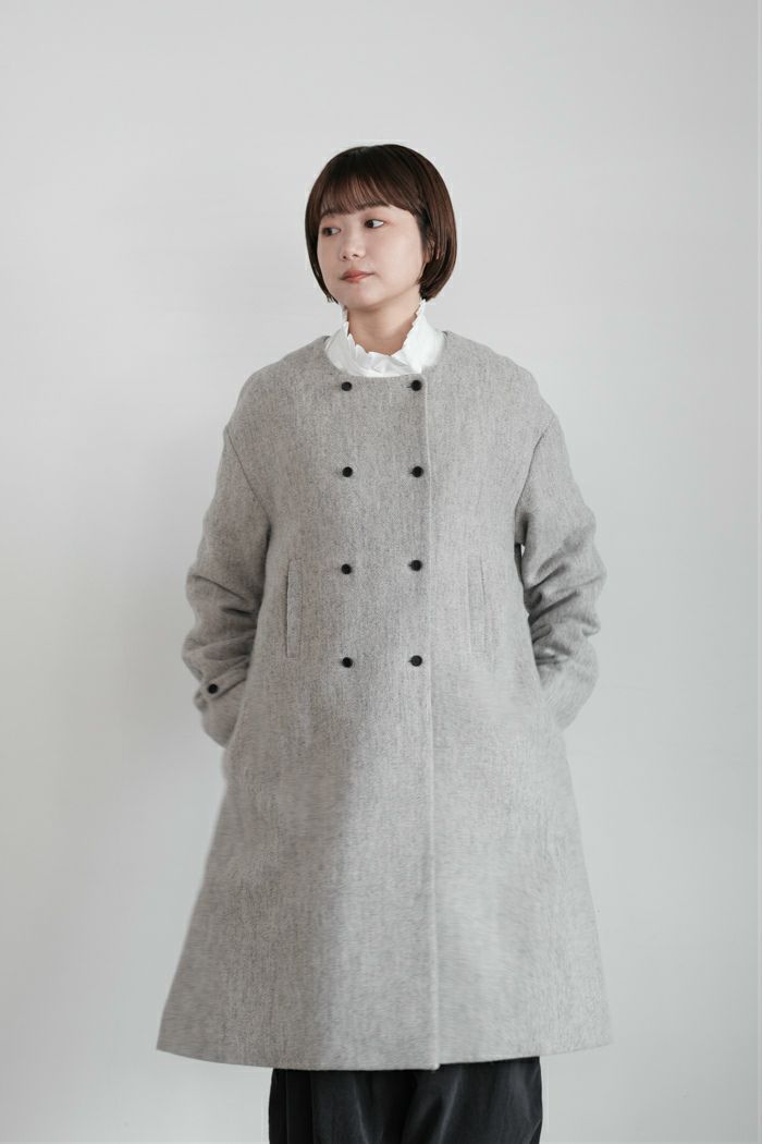 MAGALI マガリ ウールリネンへリンボンダブルボタンコート(25AW