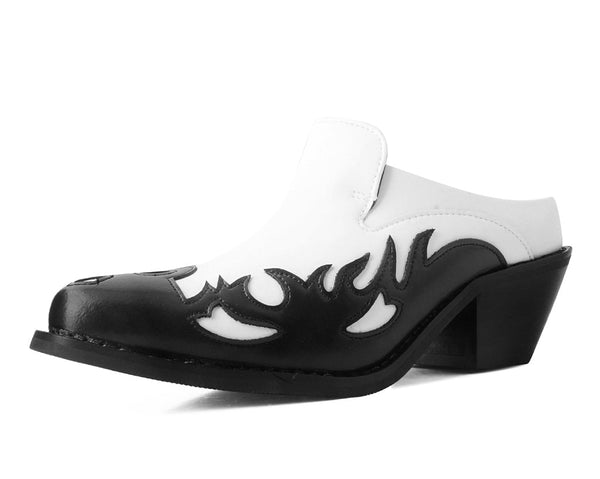 Black & White Flame Western Mule – T.U.K. Footwear Outlet