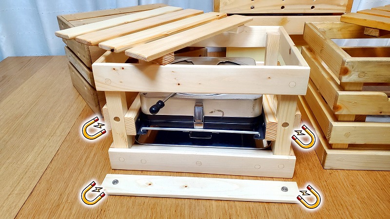 豆炭こたつ】ミツウロコ火床中具・燃焼器専用の手作り箱