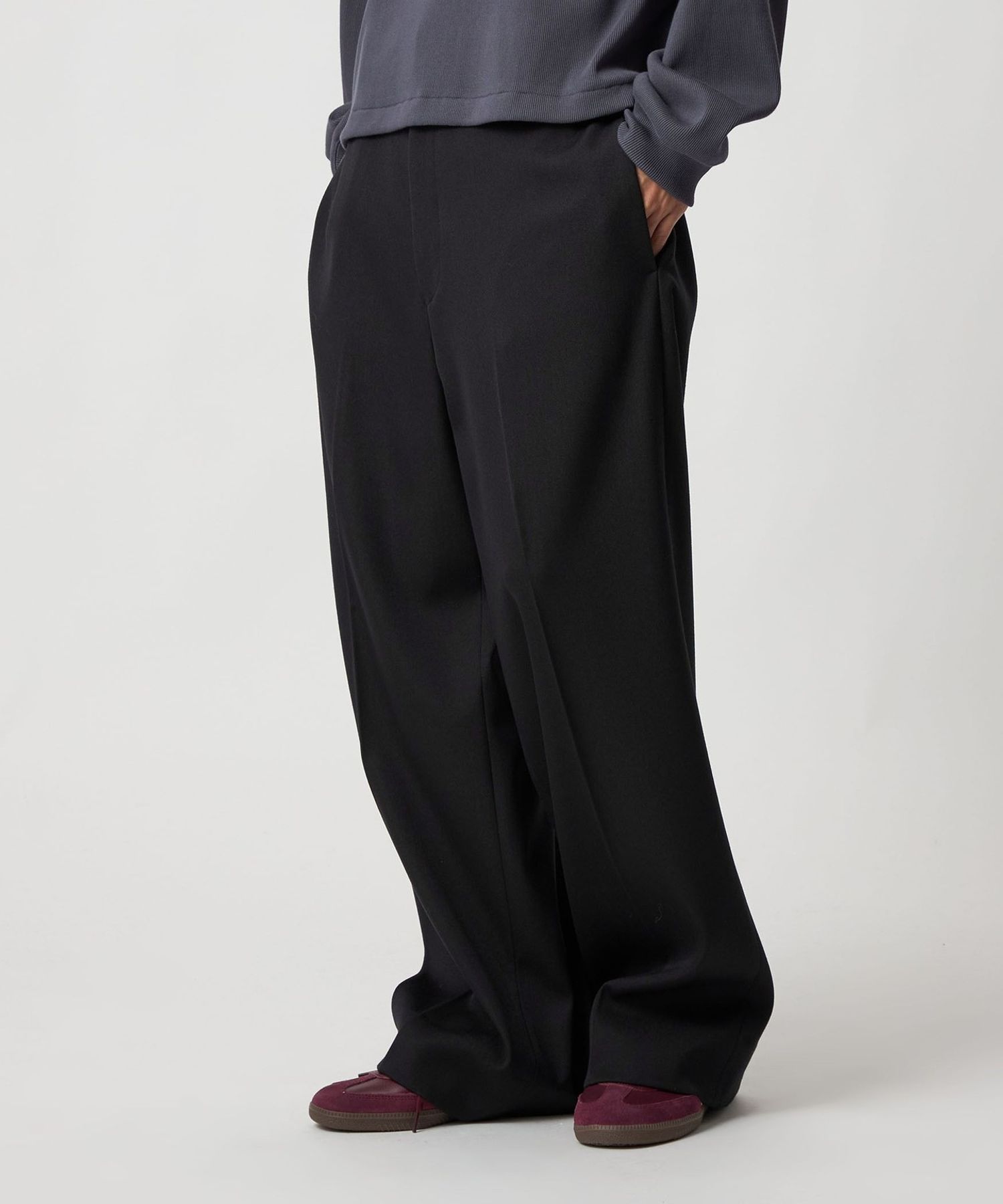 H＞キャバリーツイル ワイドスラックス