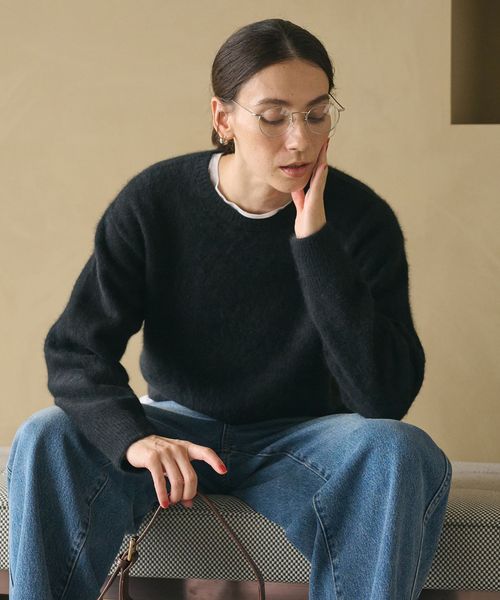 フォックスカシミヤブレンド クルーネックニットプルオーバー