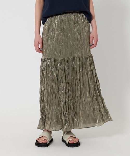 シャイニー ティアード ロングスカート