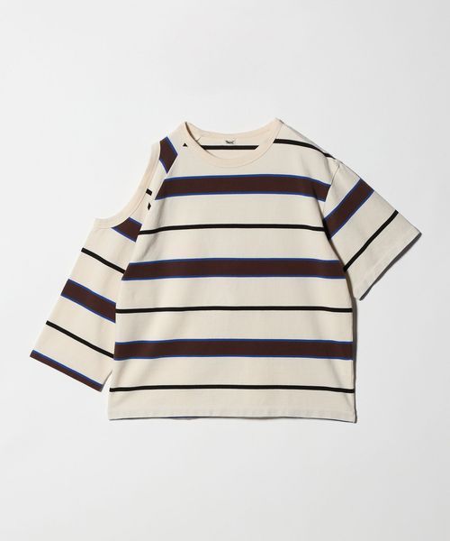 TanC TOKYO＞PIQUE BORDER ASYM T―SHIRT/Tシャツ