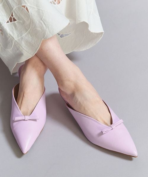 CORSO ROMA 9＞レザー リボン ポインテッド ミュール