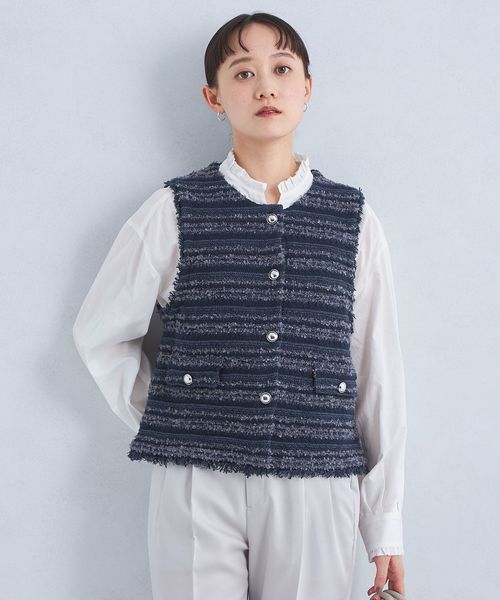ミックスツイードライク ニット ジレ ベスト ―ウォッシャブル―