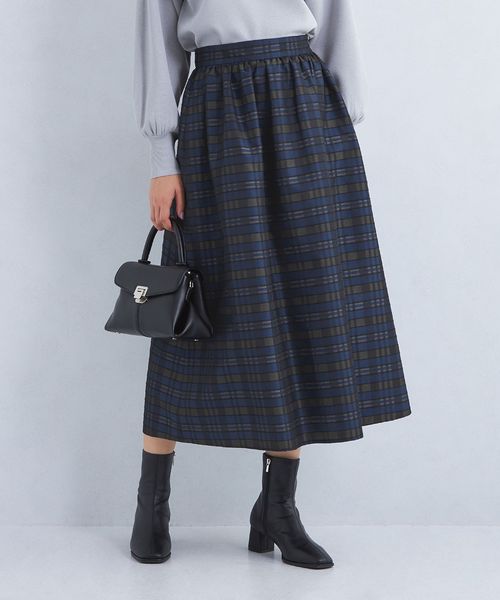 チェック ジャカード ギャザー スカート