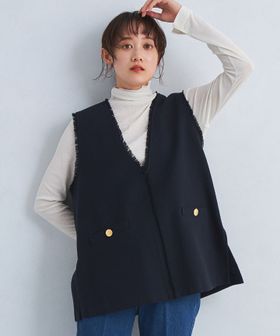 フリンジ ツイード ベスト