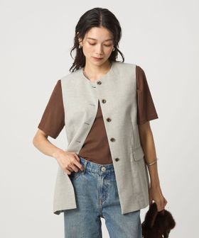 パウダリー ノーカラー ジレ