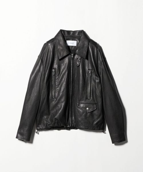 ASTRAET＞スソゴム ラムレザー ジップブルゾン UNISEX