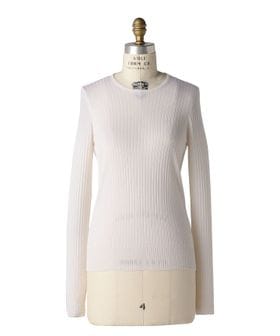 18G カシミヤシルクリブクルーネックニット