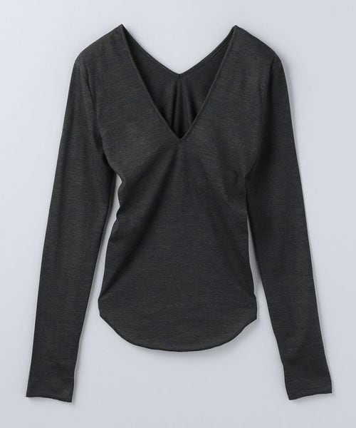 6(ROKU)＞ウール テンジク Vネック パッド トップス