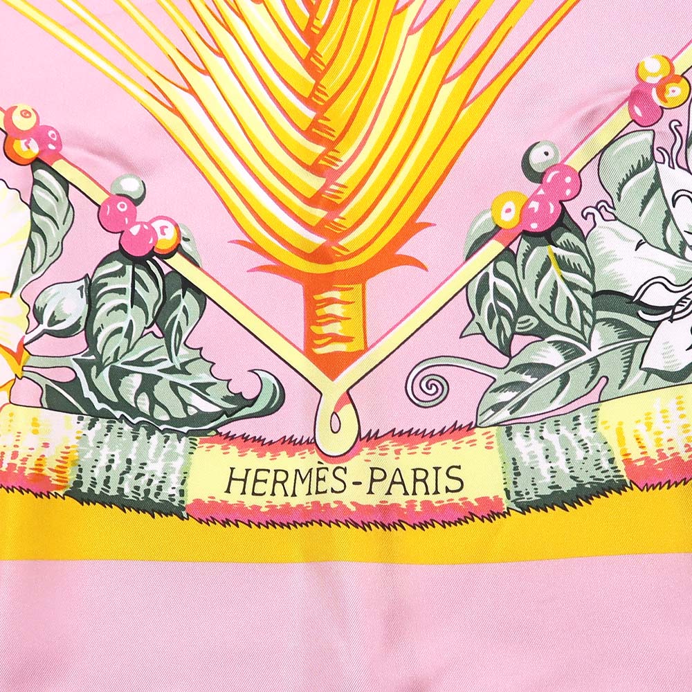 名東】【HERMES】エルメス レクタングル アロハ ピンク シルク100