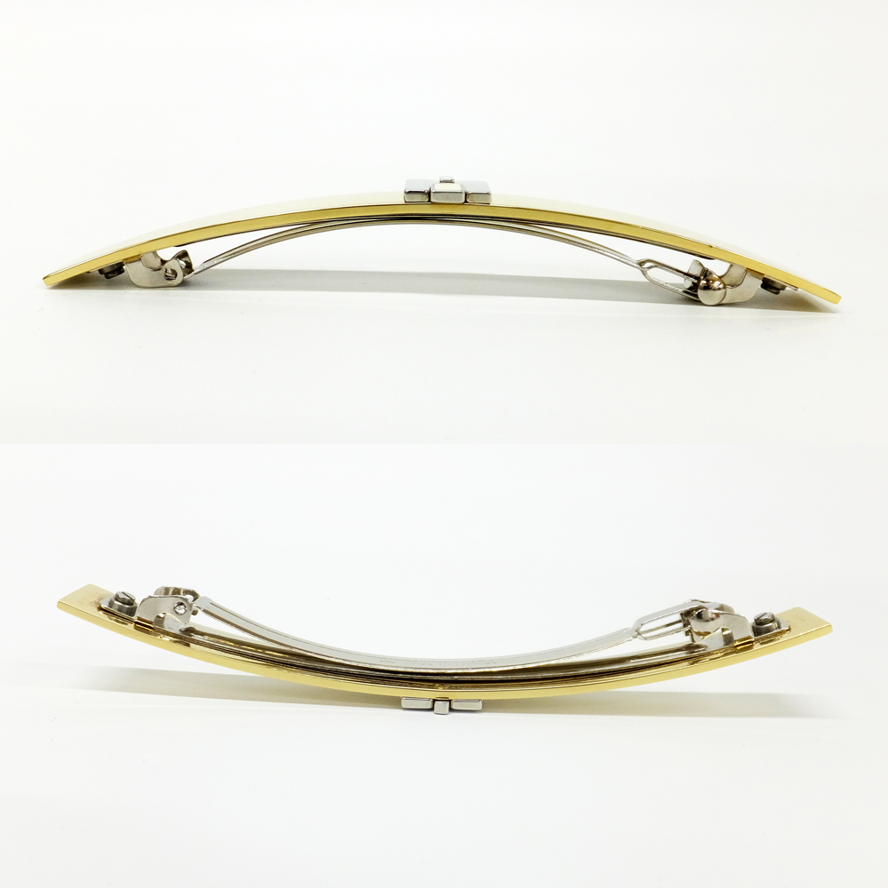 天白】【HERMES】エルメス アイリーン バレッタ シルバーゴールド 髪