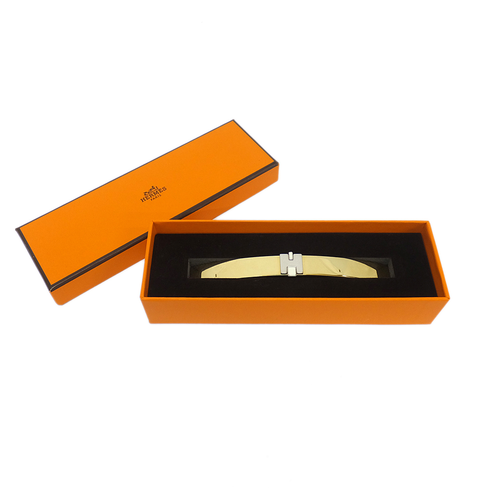 天白】【HERMES】エルメス アイリーン バレッタ シルバーゴールド 髪