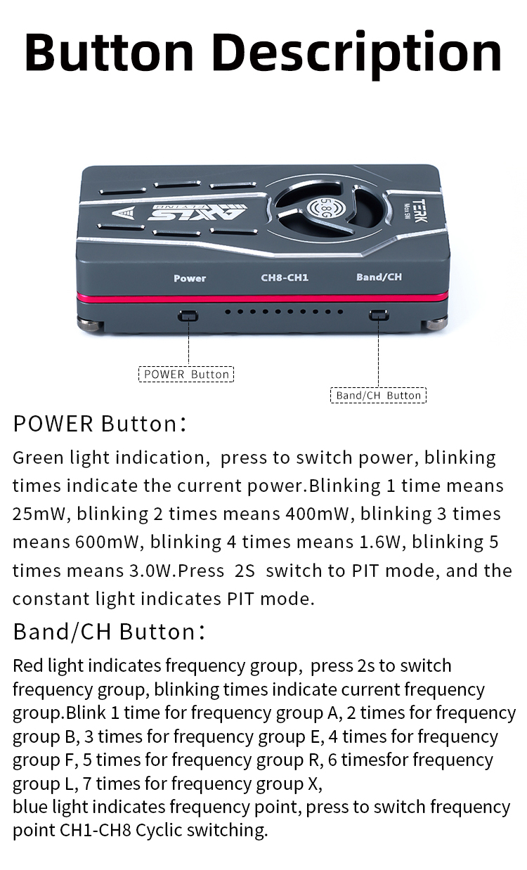 Axisflying 5.8G 5W Analog Dual-core super heat sink Bulit-in