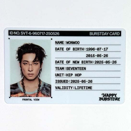 seventeen wonwoo happy burstday new id card | Mercari