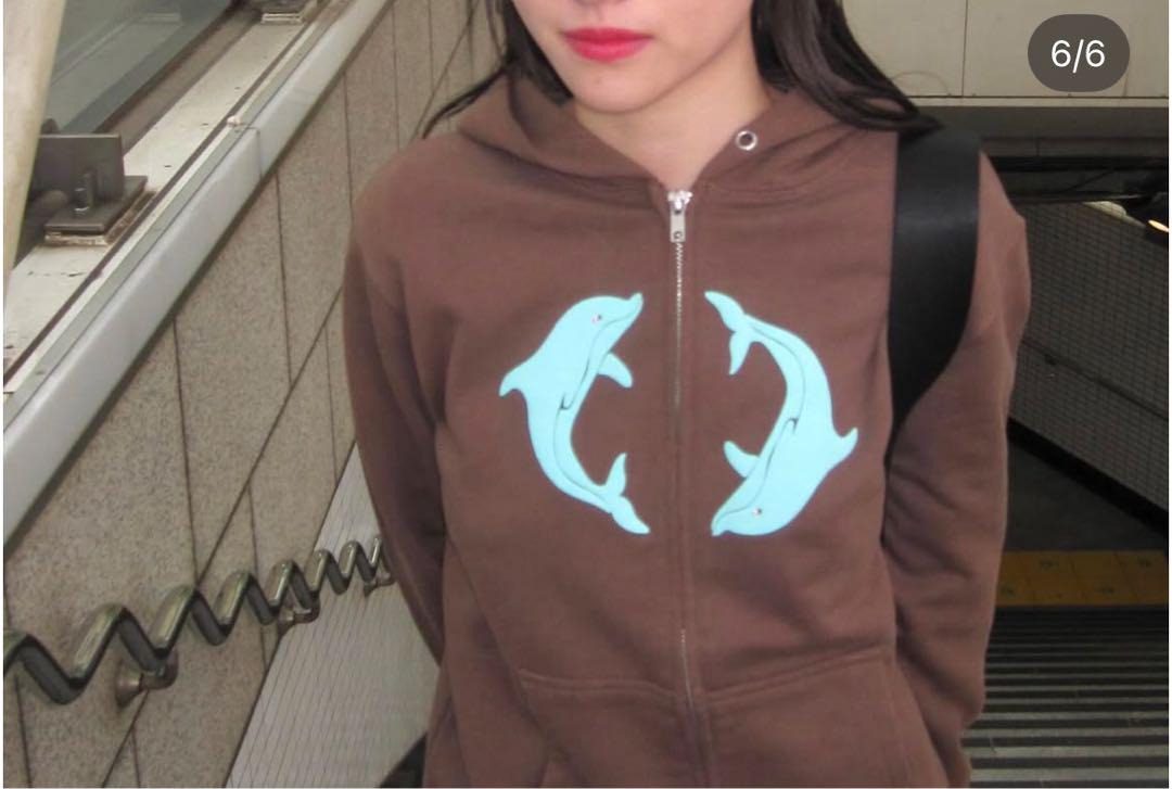 labyrins Two Dolphins Zip Hoodie Navy shury labyrins Two Dolphins