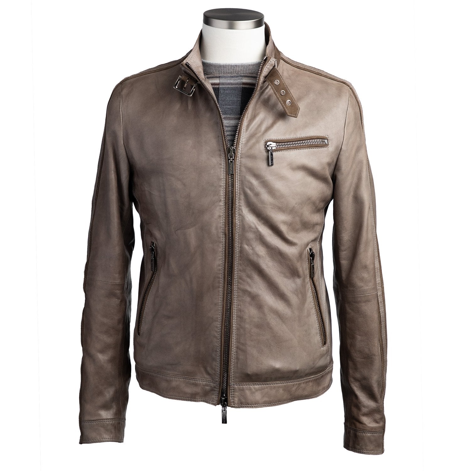 Gimo's Leather Bomber Jacket in Taupe – Uomo San Francisco