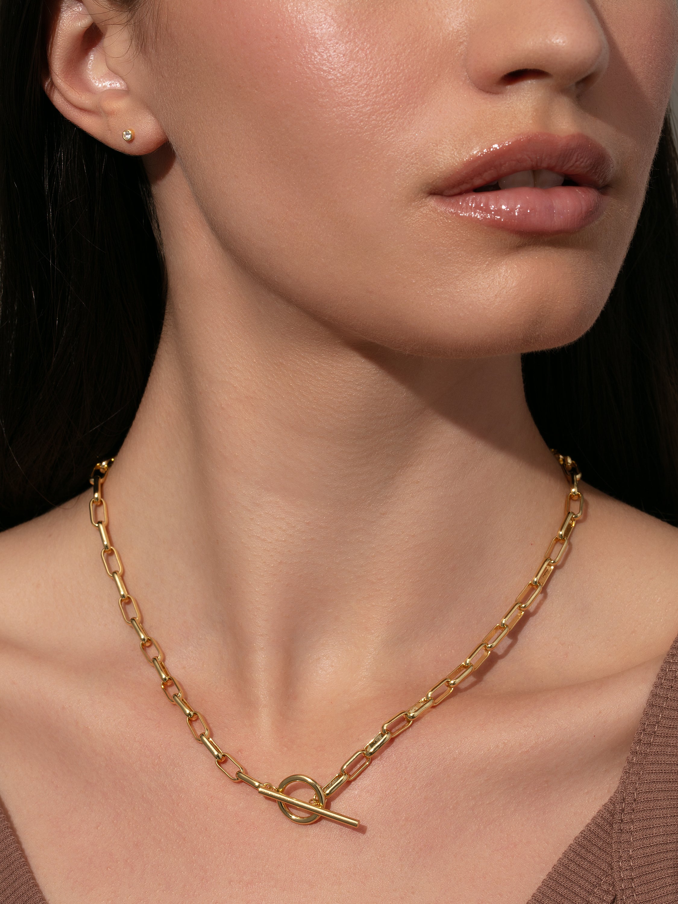 Staple Toggle and Paperclip Chain Necklace in Gold | Uncommon James
