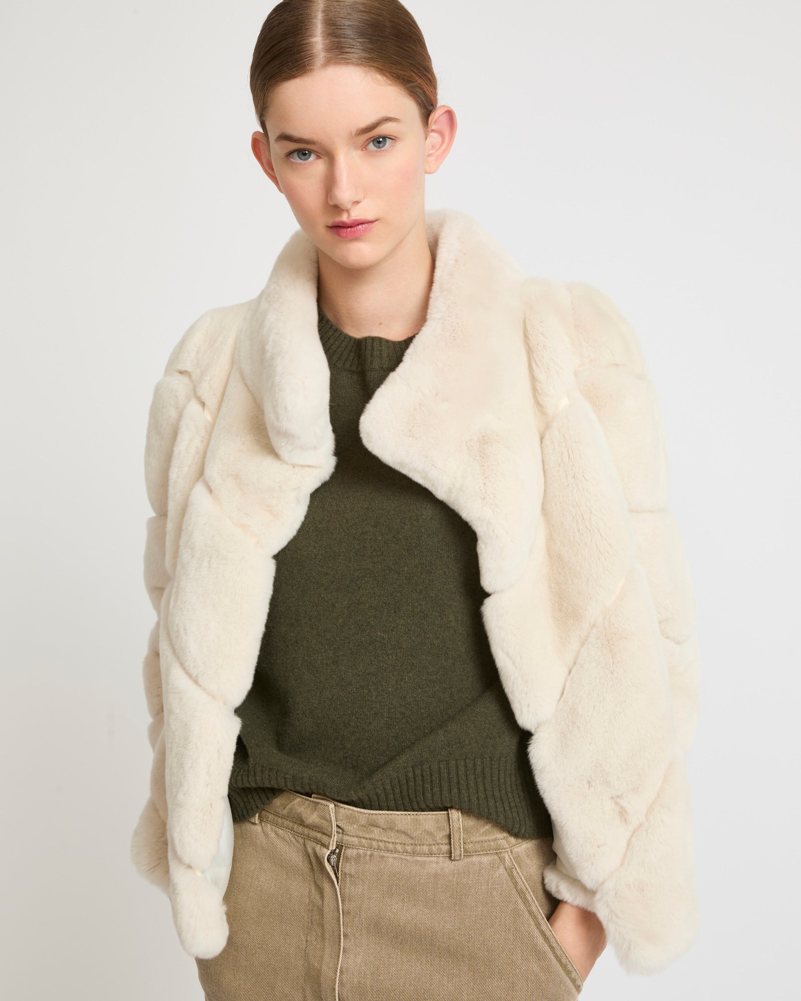 Rex rabbit fur jacket - white - Yves Salomon – Yves Salomon US