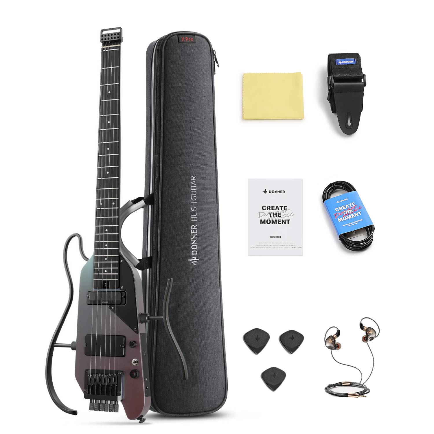 HUSH-X PRO Multi-Effects Electric Guitar for Travel Donner