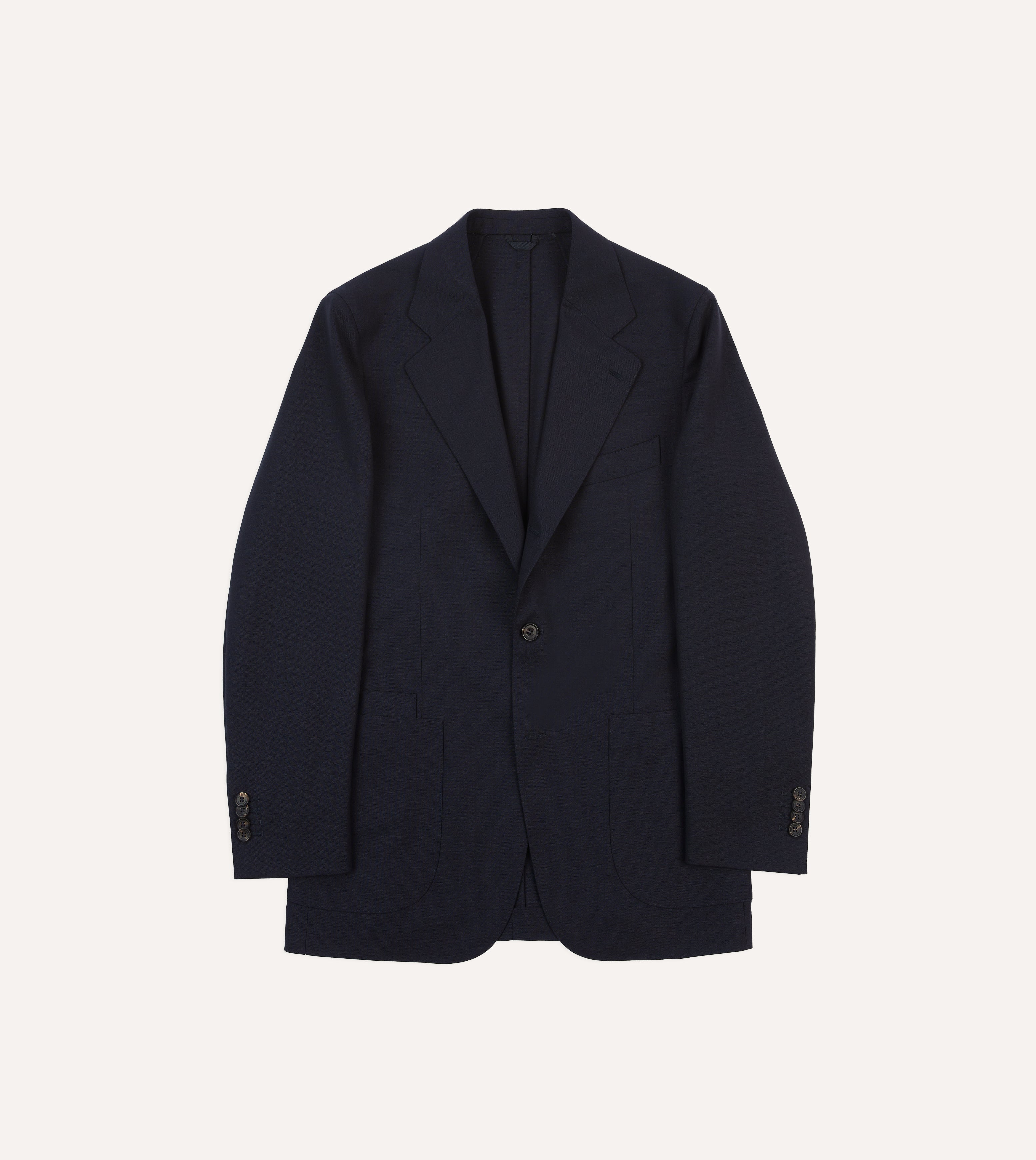 Navy Tropical Wool Tailored Jacket – Drakes US