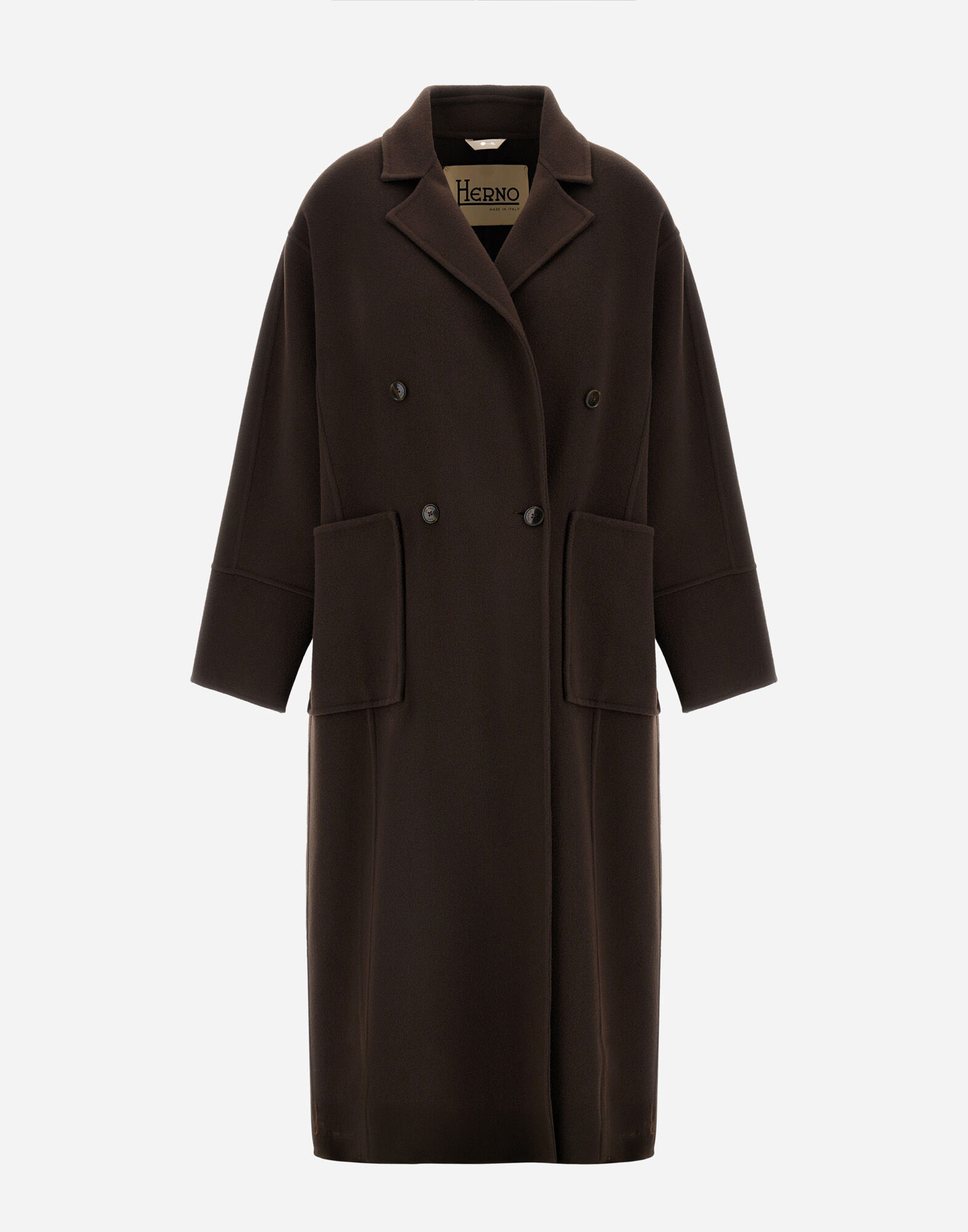 COAT IN NEW MODERN WOOL in Dark Chocolate for Women | Herno®