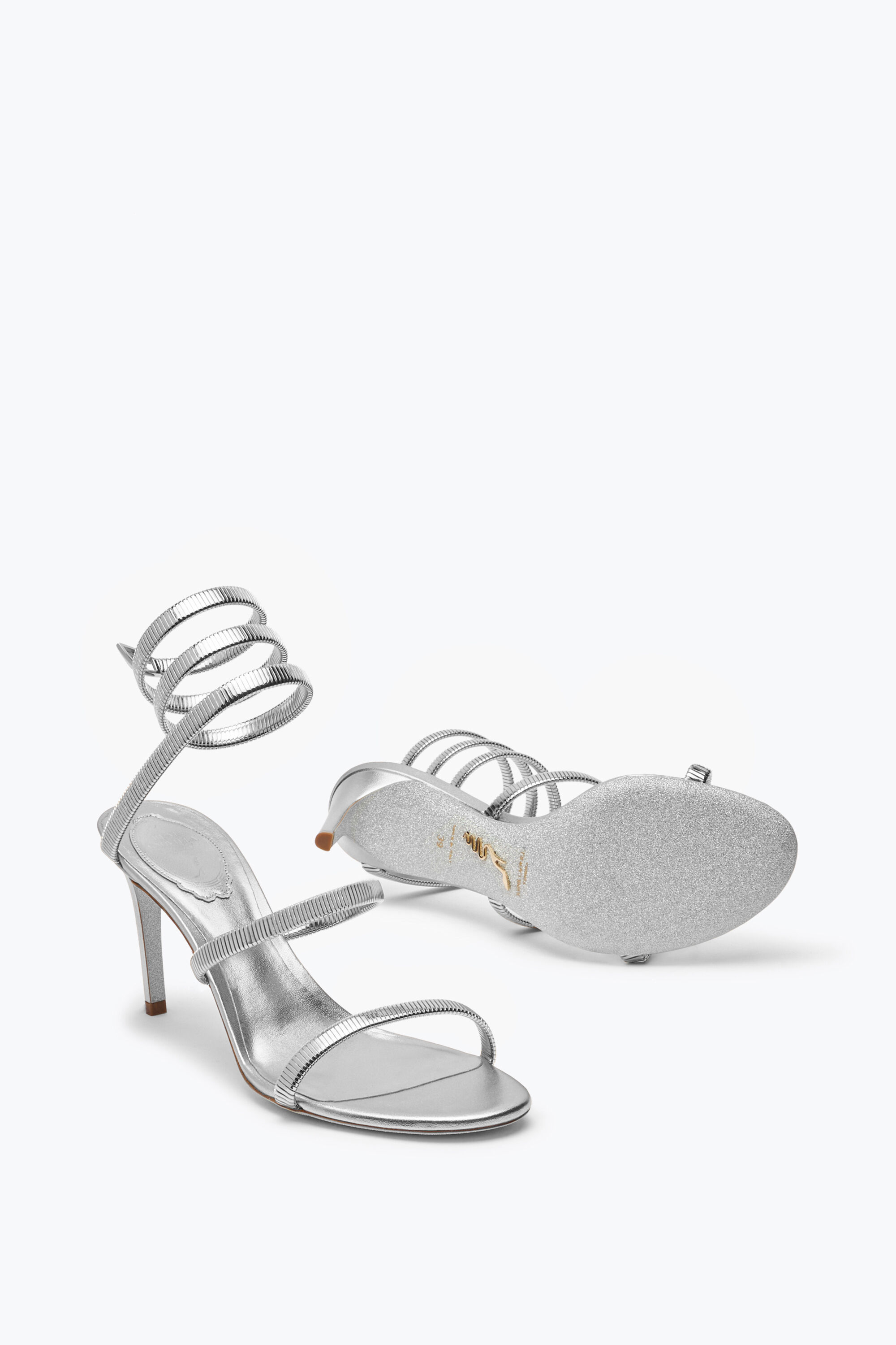 Jeweled JUNIPER METALLIC SILVER SANDAL 80 | Rene Caovilla®