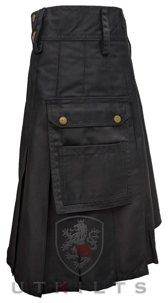 Utility Kilt – GlenLoch, Black | Rugged Utility for Everyday Wear