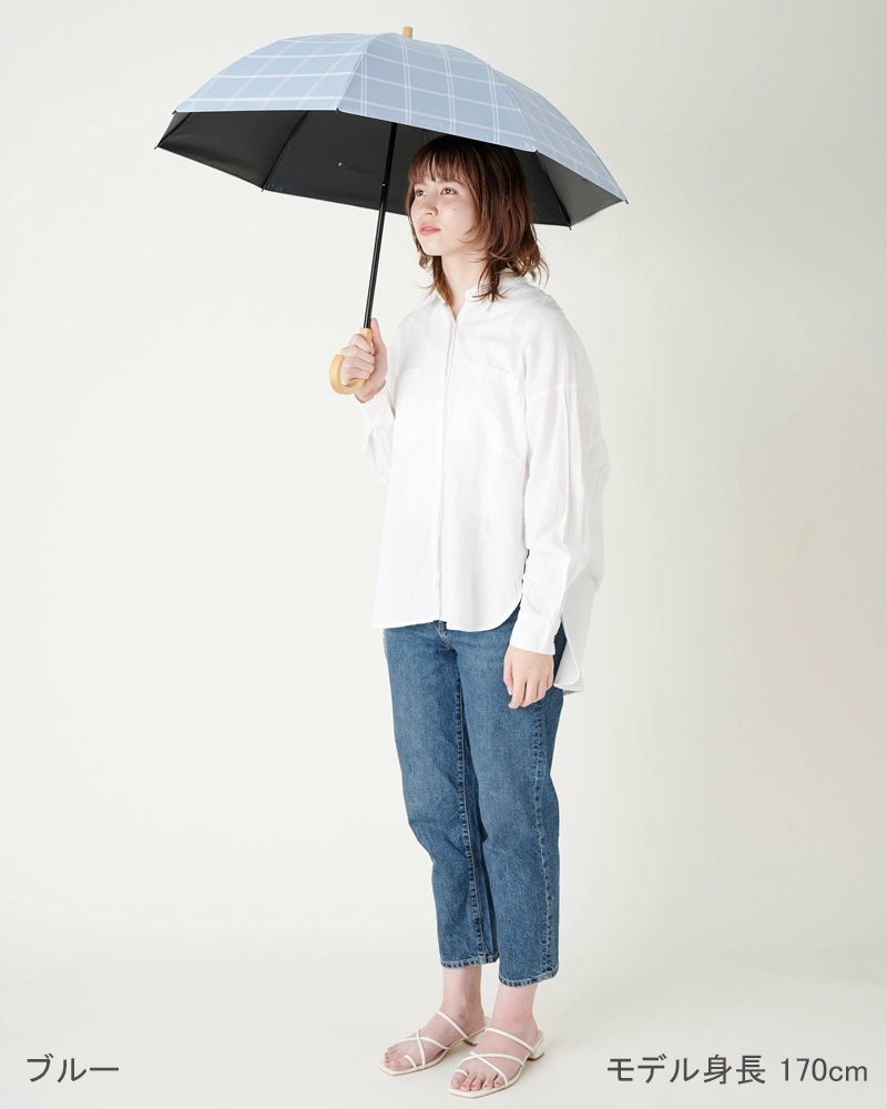 2段折 / チェック | 完全遮光日傘｜サンバリア100
