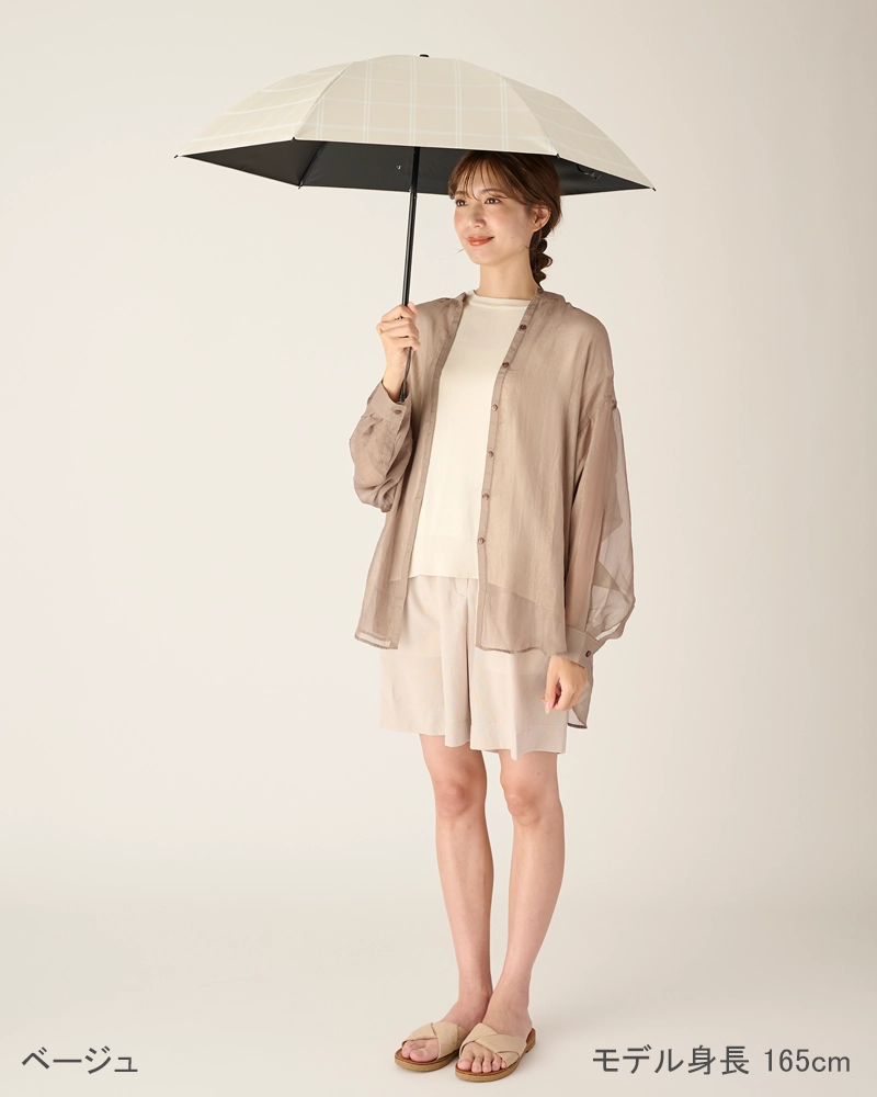 2段折 コンパクト / チェック | 完全遮光日傘｜サンバリア100