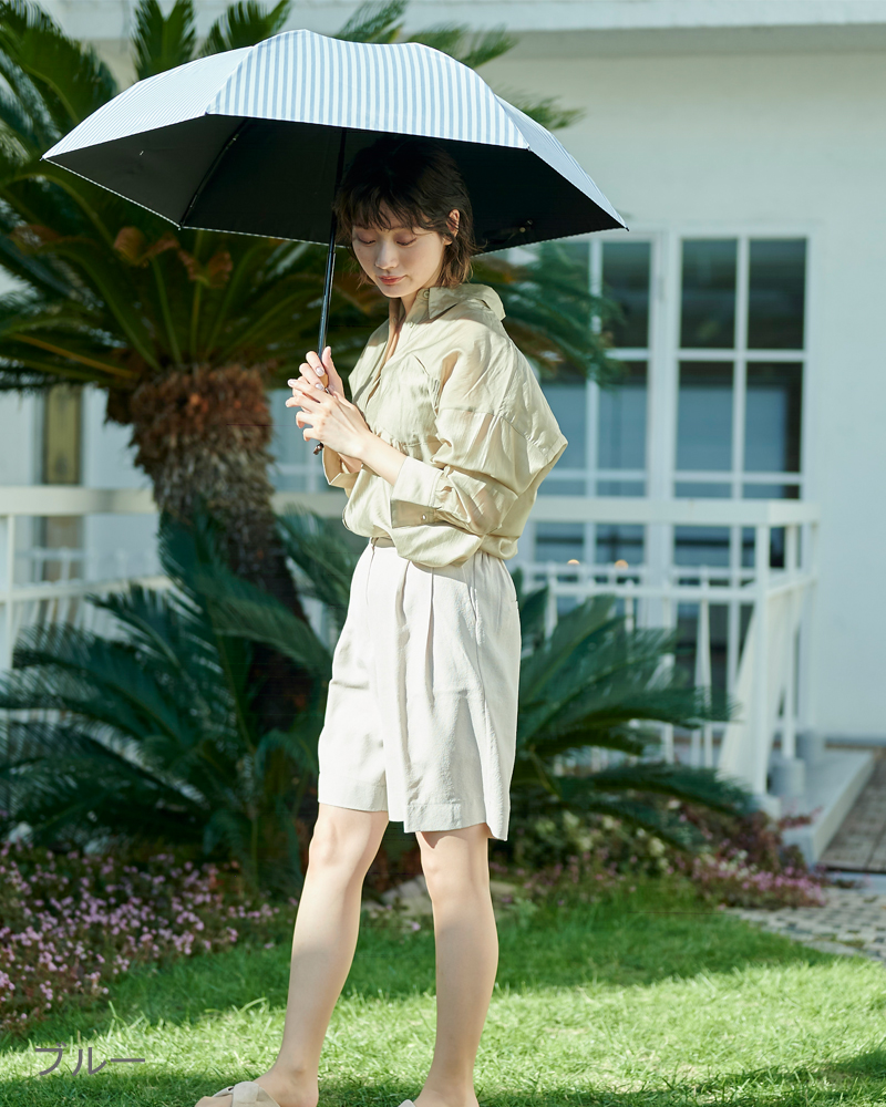 3段折 / ストライプ | 完全遮光日傘｜サンバリア100