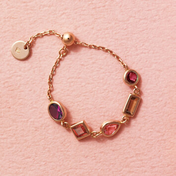 GJAR0316__TP ジュエルモザイク ピンクカラー チェーンリング｜リング