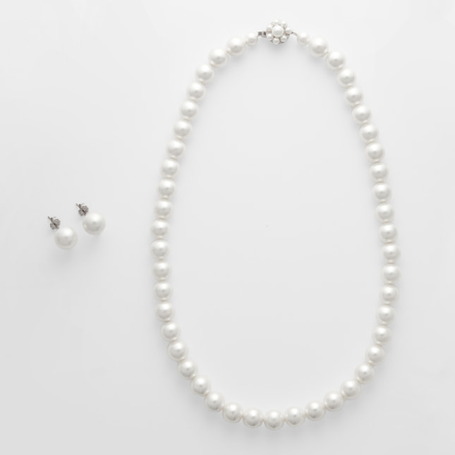 VFJD1809A_UW 貝パールネックレス/ピアス 2点セット BOX付き