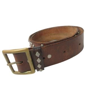 HTC T-STUD BELT スタッズ ナローベルト レザー S ブラウン（2023/10