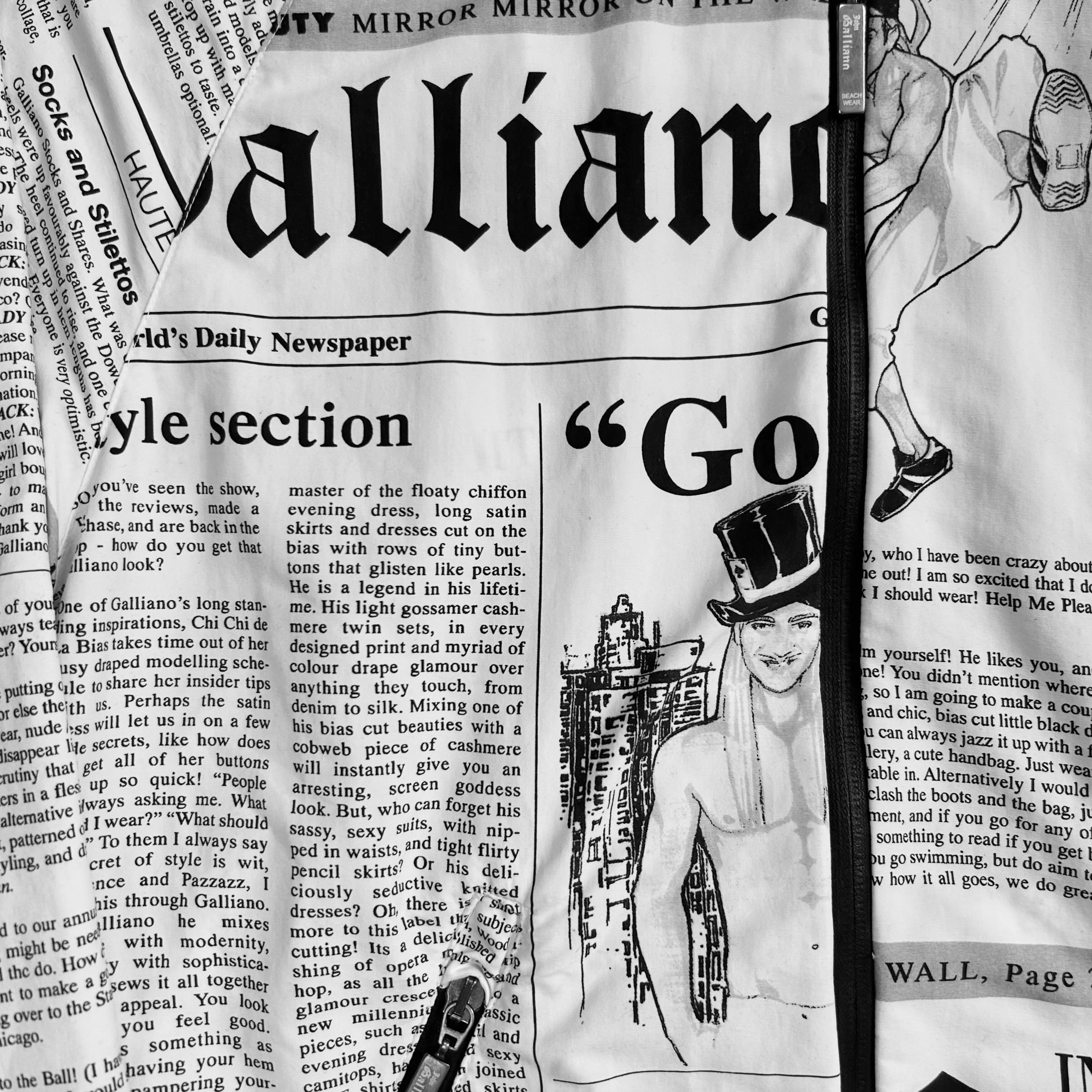John Galliano Gazette Newspaper Zip Hoodie – Vertical Rags