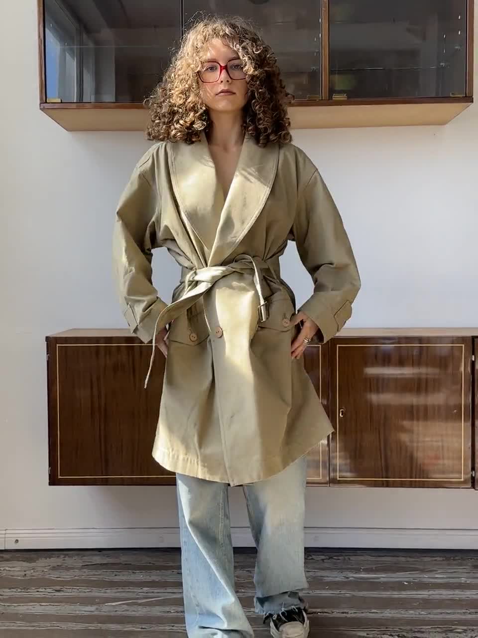 Archive 80s Issey Miyake Plantation Trench Coat in Green, Khaki - Etsy