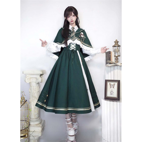 ロリータ セットアップ シャツ スカート ヨーロッパ 長袖 ロング丈 A