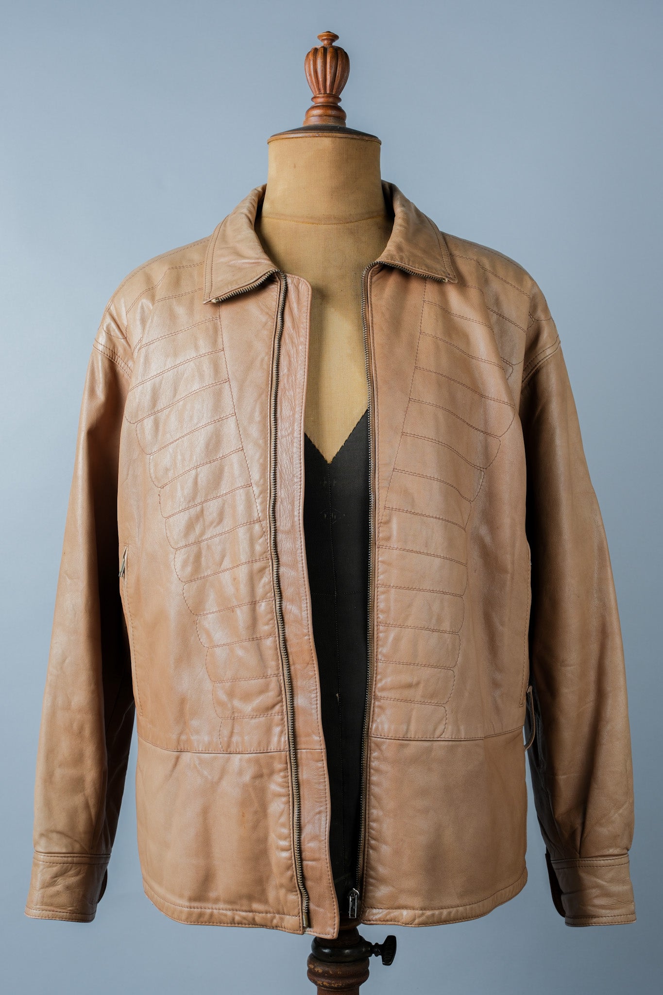 80's】Old GIORGIO ARMANI Zip Up Leather Jacket Size.46