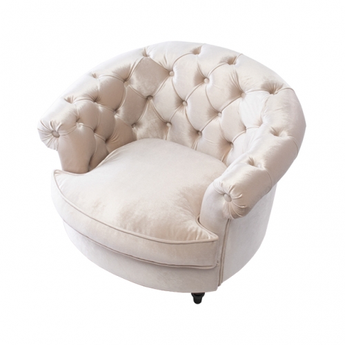 モーソファ 1人掛けソファ ベージュベルベット 布地 NM1F220K