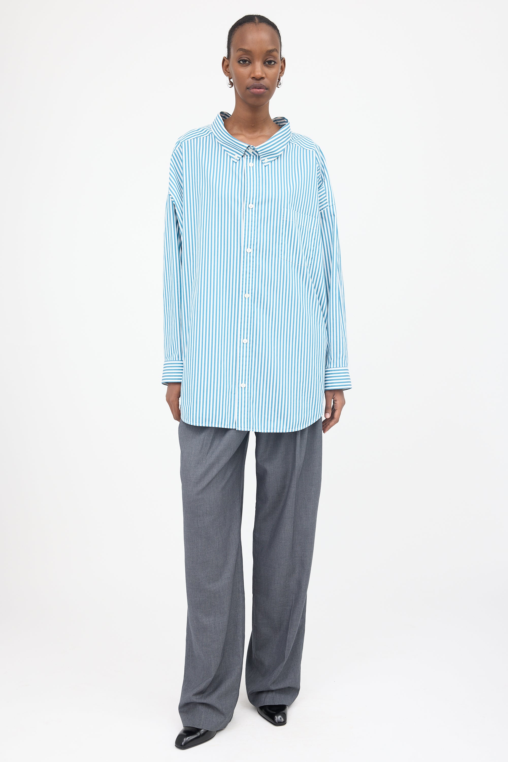 Balenciaga // Oversized Striped Logo Shirt – VSP Consignment