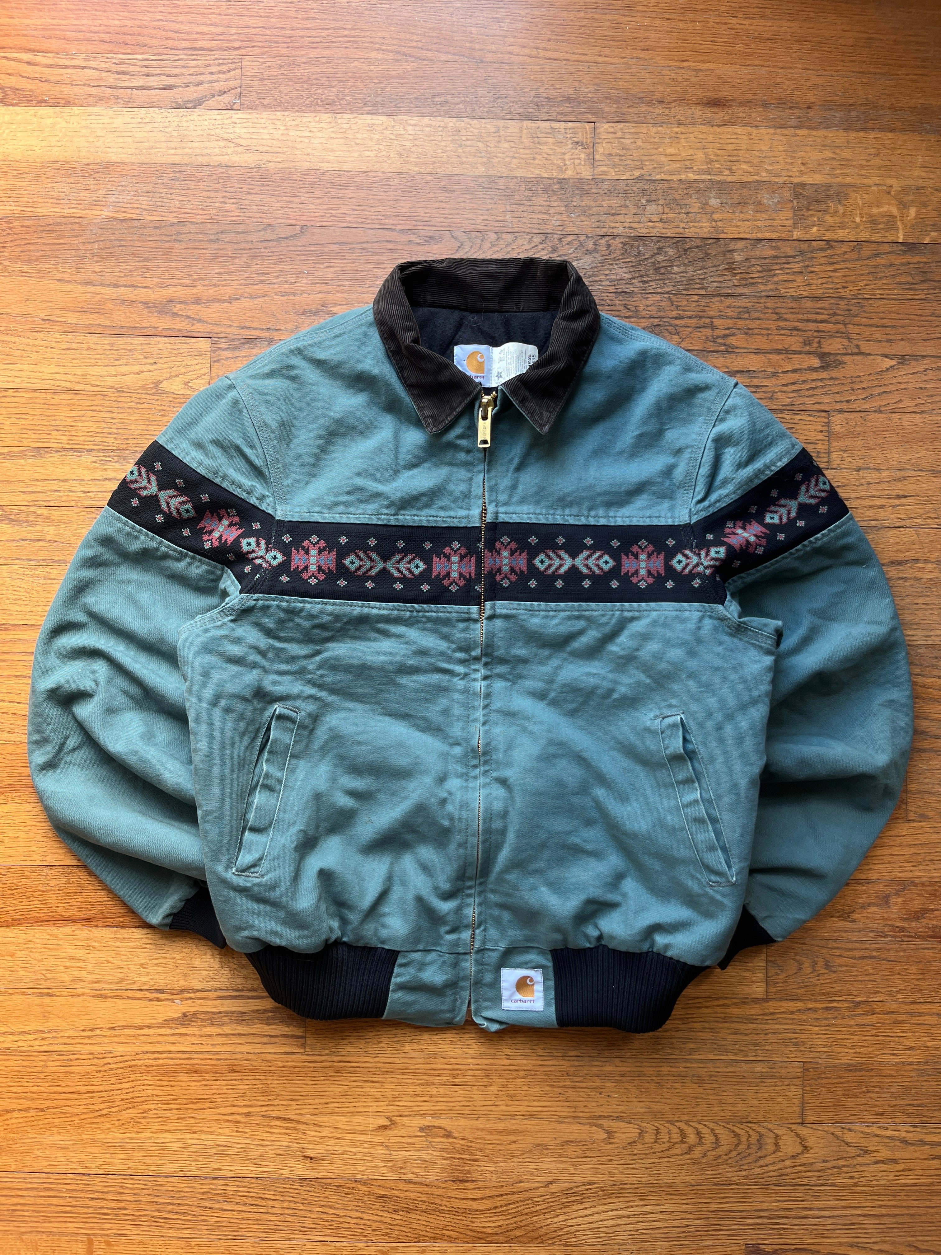 Faded Aqua Southwest Aztec Carhartt Santa Fe Jacket - Medium – VTG