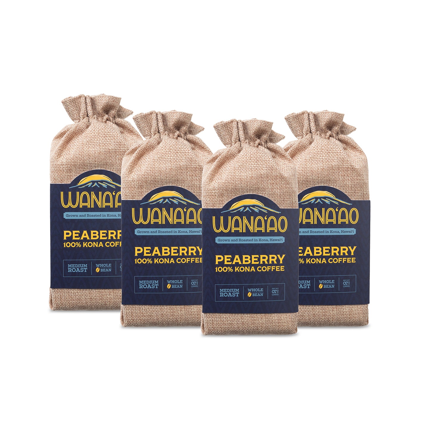 Four bags of 7oz bag of 100% Kona Peaberry Coffee | Wana'ao Kona