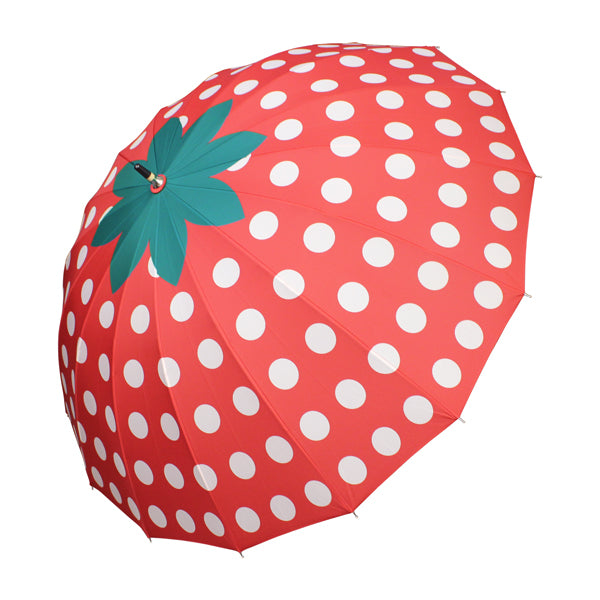 和柄テキスタイル 16本骨長傘‐いちご｜おしゃれな和柄傘ブランド［和傘