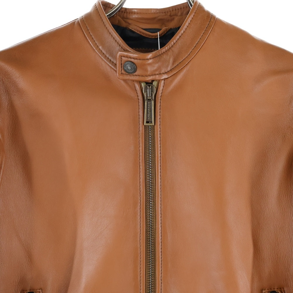 オレンジ】dsquared2 レザージャケット 本革 牛 ディースクエアード