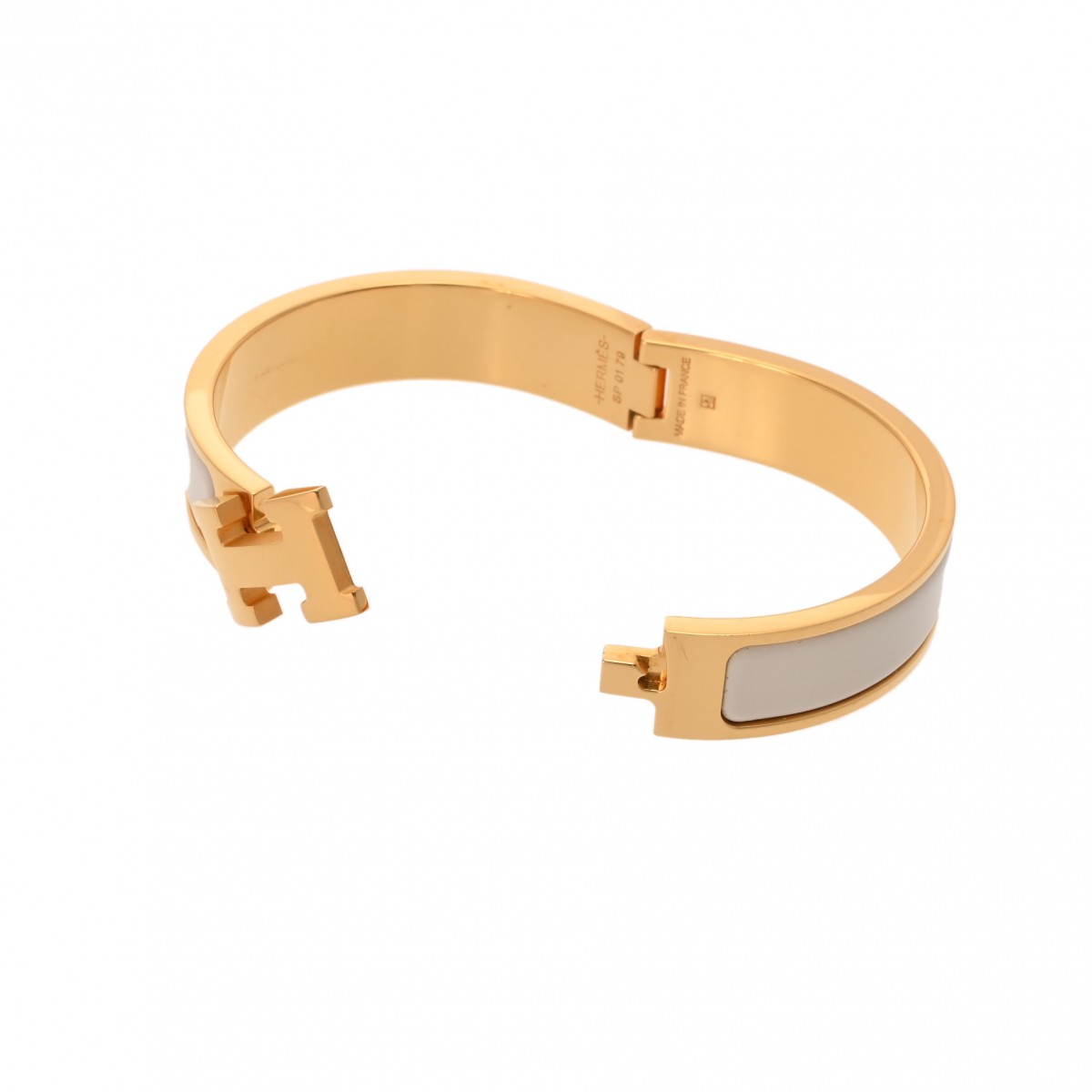 エルメス クリックH ホワイト/ゴールド金具 エナメル ユニセックス