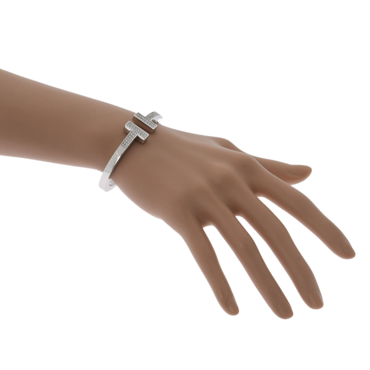 ティファニー Tスクエアバングル パヴェダイヤ シルバー K18ホワイト