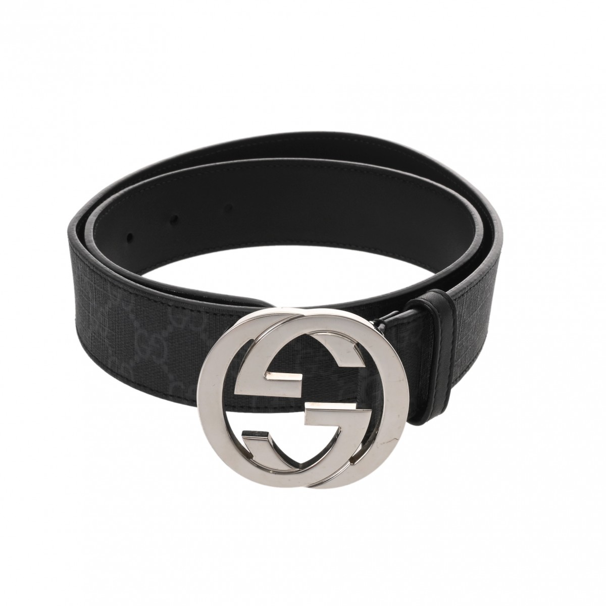 グッチ GGバックル #85 ブラック/シルバー金具 411924 GGスプリーム
